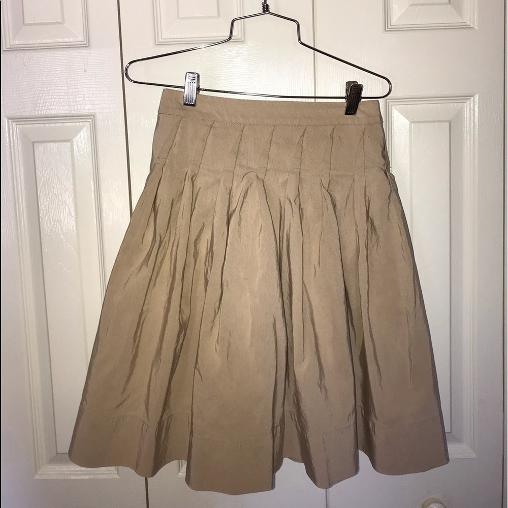 Talbots pleated petite khaki A-Line skirt